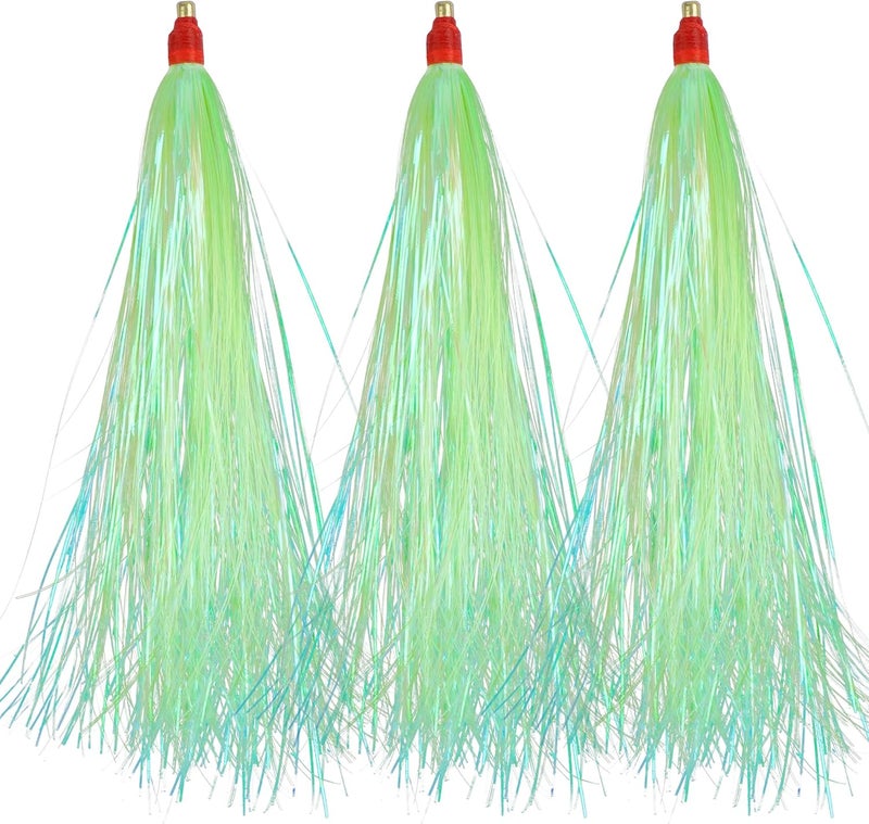 VATEICO Fishing Teasers,Bucktail Teaser Mylar Flash Teaser Tail Rigs Skirts Hair Flounder Fishing Lure Bait Rigs for Saltwater Freshwater - Image 1